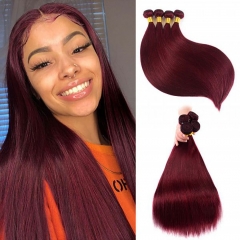 Elfin Hair 99j Burgundy Color Hair Bundles 100% Human Virgin Hair Extension