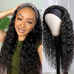 Elfin hair Water Wave Soft Curls Headband Wig Sport Wig No Glue No Gel Machinemade 250% Density Very Full Wig Luxury Texture