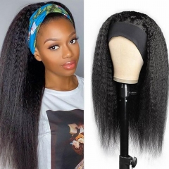 Elfin Hair Kinky Straight Headband Wig Sport Wig No Glue No Gel Easy Wig For Black Women Lazy Girls Wig  250% Density Full Hair Wig