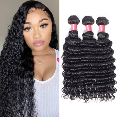 3PCS Hair Bundles New 12A Peruvian Deep Wave 8-30inch Hair 100% Human Virgin Hair Extensions Natural 1B Color