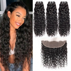 12A 【3PCS/2PCS+13*4 Lace Frontal】Brazilian Water Wave Hair Unprocessed Virgin Hair With 1PC Lace Closure