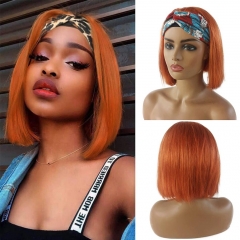 Elfin Hair Ginger Orange Straight Headband Wig 250% Density Straight Hair Bob Headband Wig Can Protect Natural Wig No Glue No Gel Weave Wig