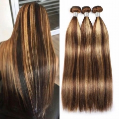 Elfin Hair P4/27 Honey Brown Color Hair Bundles 100% Human Virgin Hair Extension