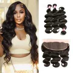 12A 【3PCS+13*4 Lace Frontal】Peruvian Body Wave Unprocessed Virgin Hair With 1PC Lace Frontal Closure