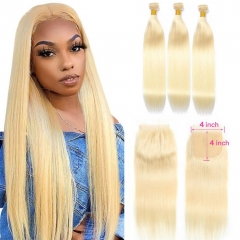 【13A 3+4*4 Lace Closure】 Malaysian 613 Straight 3 Bundles With Straight Closure 100% Human Hair Virgin Hair Extensions