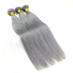 Elfin Hair 3 Bundles Grey Straight/Body Wave Hair Double Weft From One Single Donor Deal Straight Hair 100% Human Virgin Hair Extension