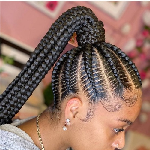 high ponytail cornrows