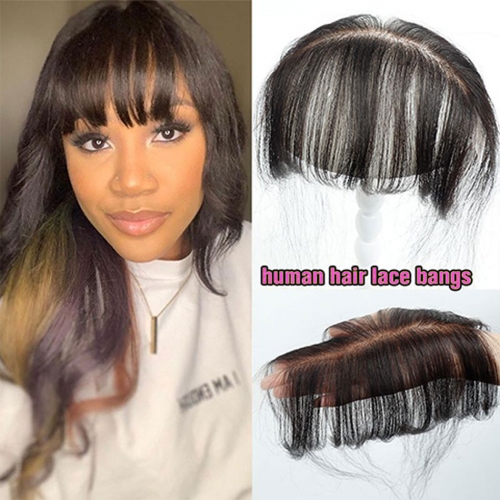 1 PC Air Fringe Front Bangs HD Lace Piece Handmade Brazilian Virgin Hair