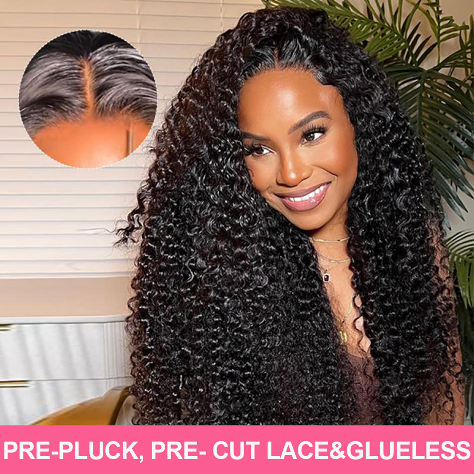 Pre-cut pre-plucked glueless curly wig