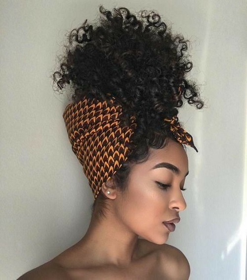 Pineapple Updo with scarft