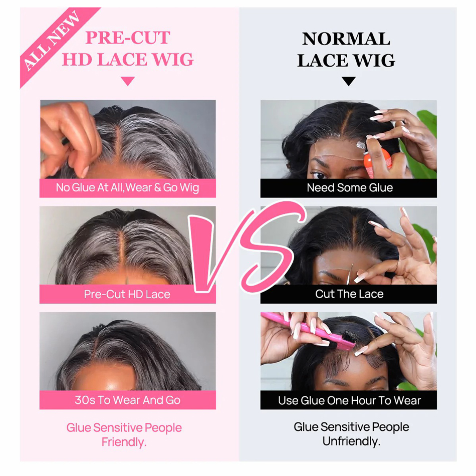 Pre-cut glueless lace front wigs