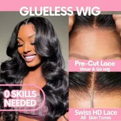 【9 Textures】Wear Go Pre-cut 5x5 Lace Closure Wig Undetectable HD Lace Bleach Knots 100% Real Gluelessly Install