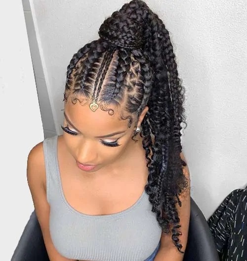 Feed in cornrow ponytail