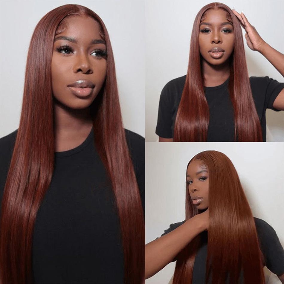 straight reddish brown lace front wig
