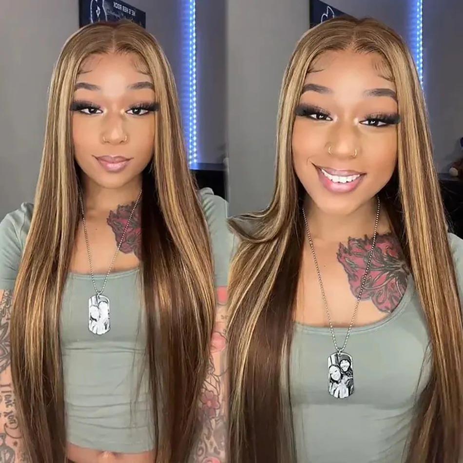 straight highlight wig glueless lace wig