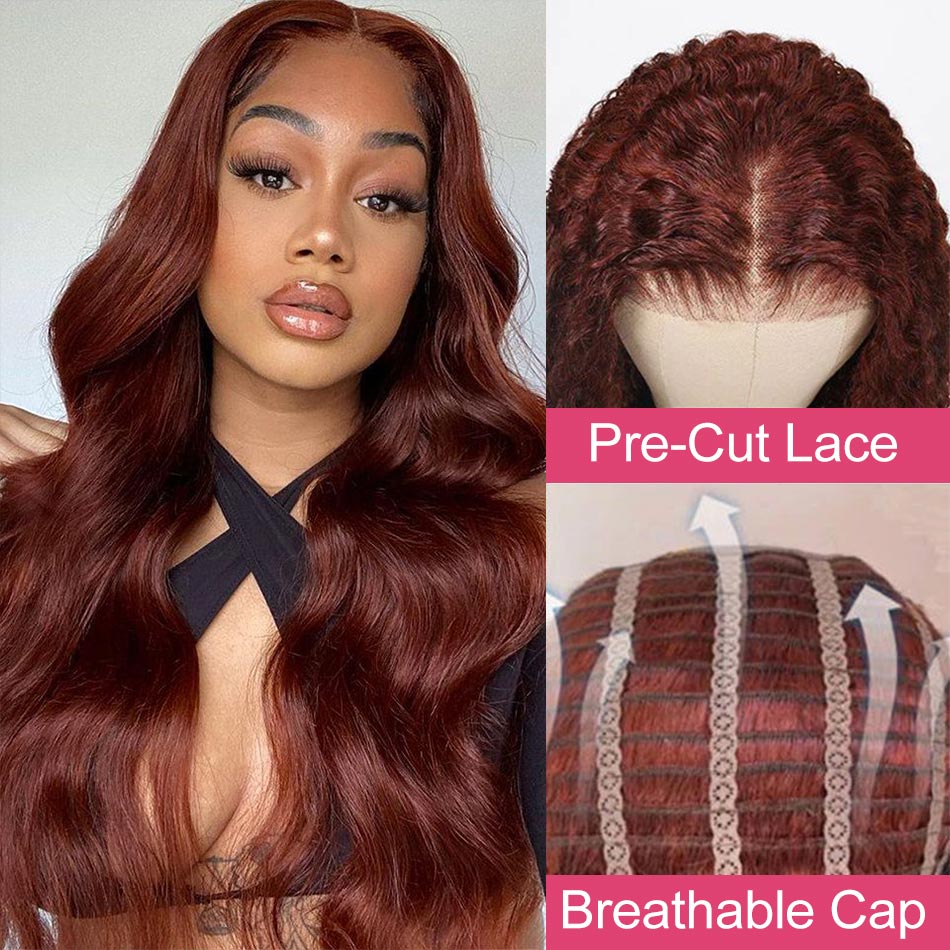 glueless reddish brown lace front wig