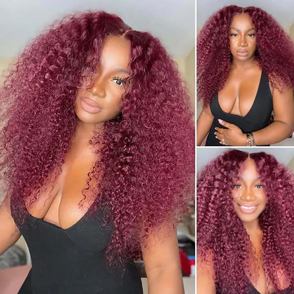 glueless burgundy human hair wig 