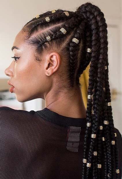 braided ponytail with cuffs