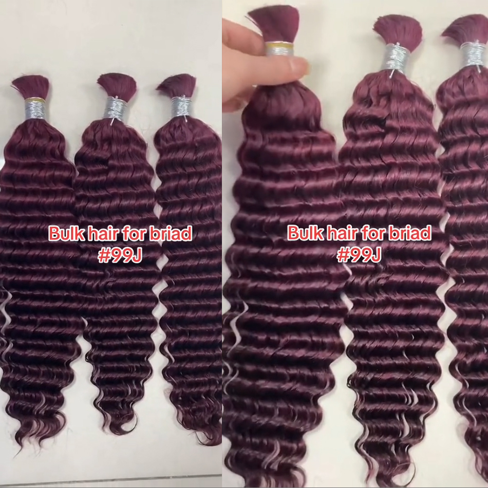 99j burgundy human hair bulk for braiding