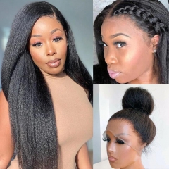 Kinky Straight 200%/250% density 10-30inch 360 Lace Frontal Wig All Lace Around Preplucked With Baby Hair Lace Wig Customize 3 days