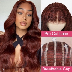 Reddish Brown Glueless Wig Upgraded 5*5 HD Lace Closure Put On And Go 200% Density