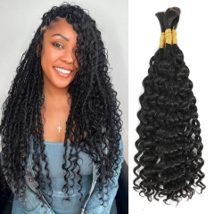 Natural Black Italy Curly Bulk Hair Extensions for Braiding Bohemian Knotless
