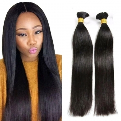 Natural Black Straight Bulk Hair Extensions for Braiding Bohemian Knotless