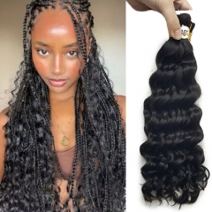 Natural Black Loose Deep Wave Bulk Hair Extensions for Braiding Bohemian Knotless