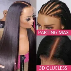 【9 Textures】HALF LACE 13x6 3D GLUELESS Transparent Lace Frontal Wig 180%/250% Density Invisible Knots Pre-Plucked