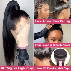 【 3D 360 HD Lace】360 Deep Part Lace Straight Frontal Wig 180%/250% Density Bleach Knots Pre-Plucking