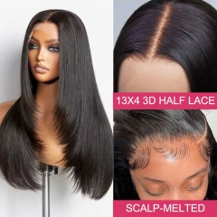 【9 Textures 13X4 HD LACE】HALF LACE Free Parting Invisible Lace Frontal Wig 250% Density Full-Max Pre-Plucking Mini Knots