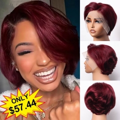 【New Arrival】99j Catalina Inspired 13x4 C Part Lace Frontal Pixie Cut Bob Wig 8Inch