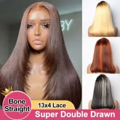 【Super Double Drawn】Colored 13A High Grade Full Max 13x4 Lace Frontal Bob Wig Affordable Cost