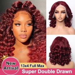 【Super Double Drawn】#99J 13x4 Full Max Lace Frontal Bob Wig Loose Wave 14Inch