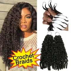 【Seamless Crochet Braids】French Curls Soft Crochet Feather Braids Hair Newest 100% Human Hair Extensions