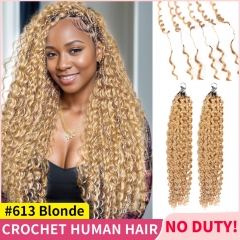 【Miracle Knots Crochet Hair】#613 Blonde Seamless Crochet Braids – Knotless Pre-Looped Human Hair Extensions Lightweight & Reusable