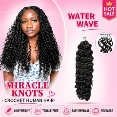 【Miracle Knots Crochet Hair】Water Wave Knotless Crochet Braids Human Hair Pre-looped Extensions Lightweight & Reusable