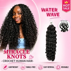 【Miracle Knots Crochet Hair】Water Wave Knotless Crochet Braids Human Hair Pre-looped Extensions Lightweight & Reusable