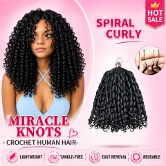 【Miracle Knots Crochet Hair】Spiral Curly Knotless Crochet Braids Human Hair Pre-looped Extensions Protective & Reusable