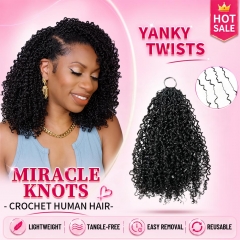【Miracle Knots Crochet Hair】Yanky Twsits Knotless Crochet Braids Human Hair Pre-looped Extensions Protective & Easy Install