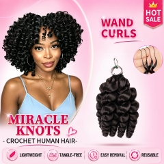 【Miracle Knots Crochet Hair】Wand Curls Knotless Crochet Braids Human Hair Pre-looped Extensions Protective & Easy Install