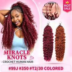 【Miracle Knots Crochet Hair】#T2/30 #T1B/350 #99J #350 Knotless Crochet Braids Human Hair Pre-looped Extensions
