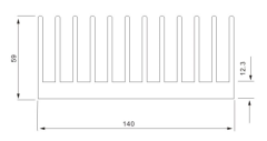 Aluminum heat sink 140x59mm