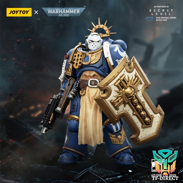 JoyToy JT02793 1/18 Warhammer 40K Ultramarines Levantus with Power Sword Stormshield and Bolt Pistol
