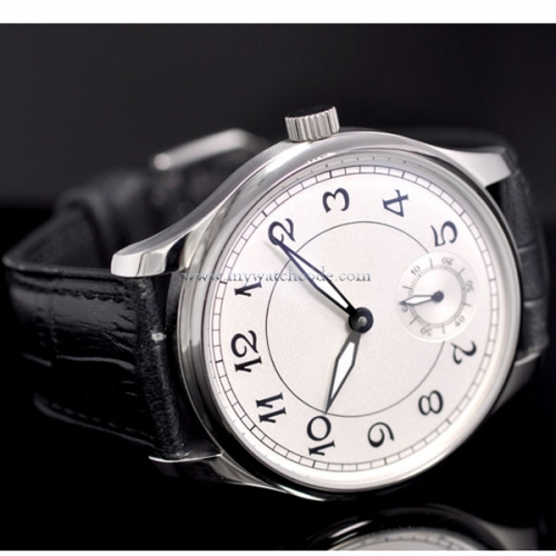 44mm parnis white dial hand winding 6498 movement leather strap mens watch P28