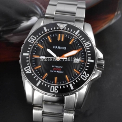 43mm Parnis black dial  Sapphire glass Ceramic Bezel WATER RESISTANT 200m automatic stainless steel
