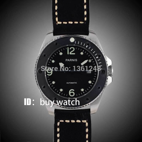 43mm Parnis black dial luminous marks sapphire glass miyota Automatic mens Watch 10ATM black bezel 1