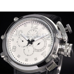 parnis white dial solid ss week day date multifunction automatic mens watch P3