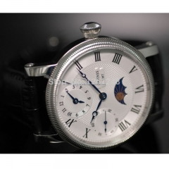42mm parnis white dial GMT Moon Phase hand winding movement mens watch PA060