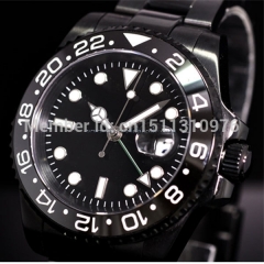 parnis luminous PVD GMT vintage submariner sapphire automatic movement mens watch P09